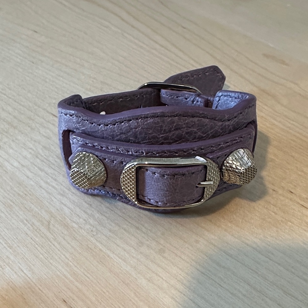 Balenciaga Purple Leather Cuff Bracelet